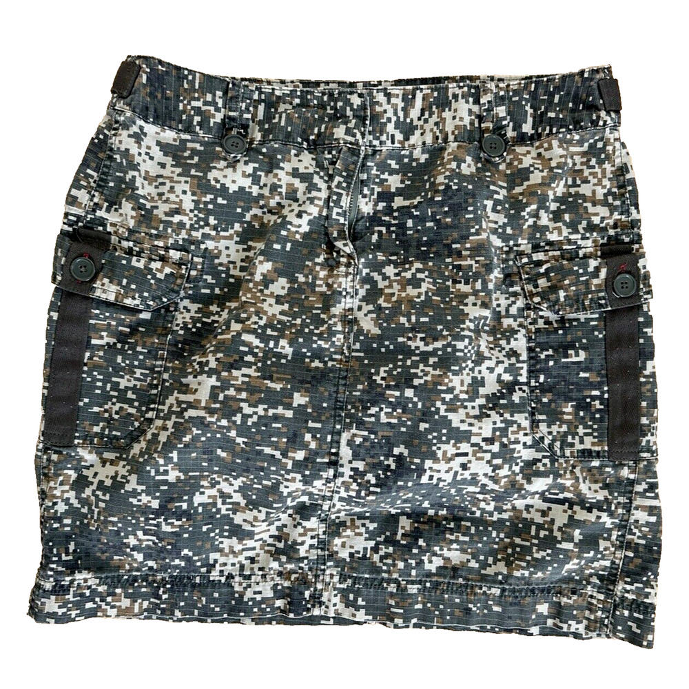 Camo Mini Skirt Utility Cargo Sz 8 Pockets Tan & Green Telluride Clothing Co